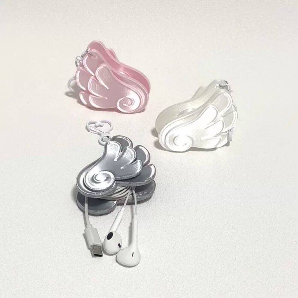 Cable Winder Keychain - 3D Printed Angel Wing Cable Winder