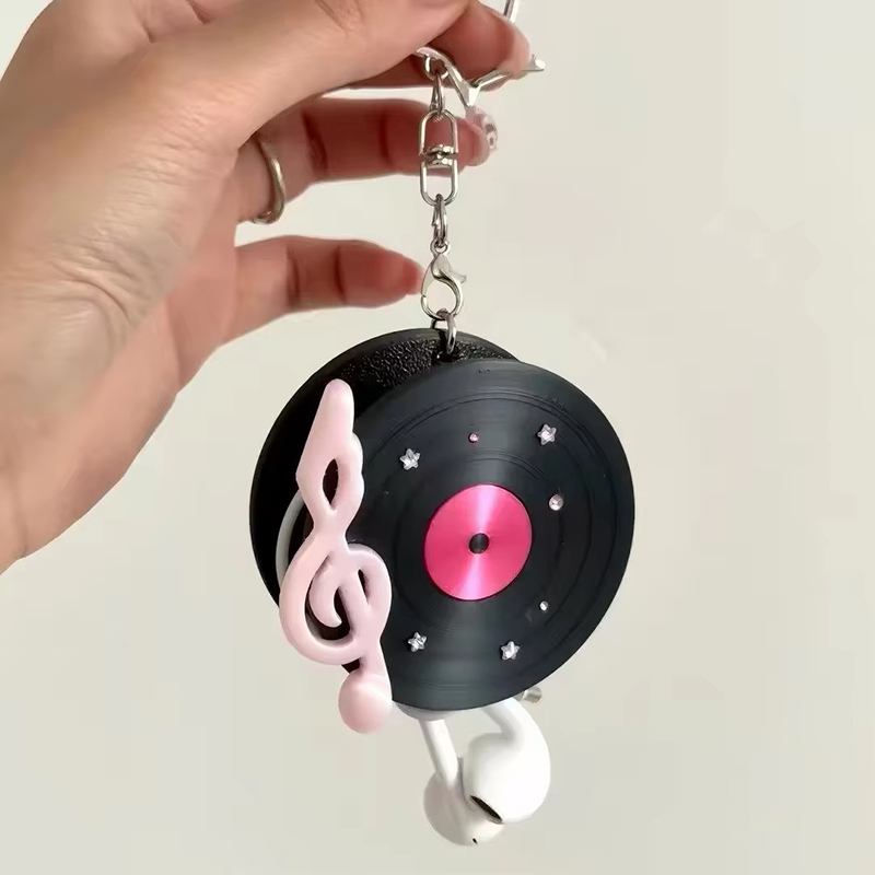 Cable Winder Keychain - Korean Retro Vinyl Record Headphone Wire