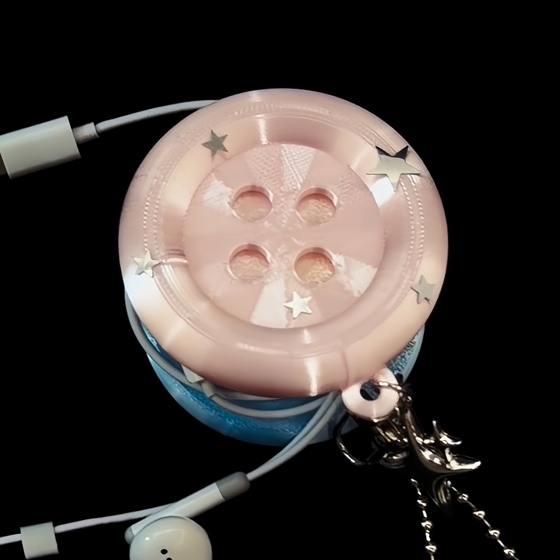 3D Kawaii Round Button Star Ke - Cable Winder Keychain 评论和价格