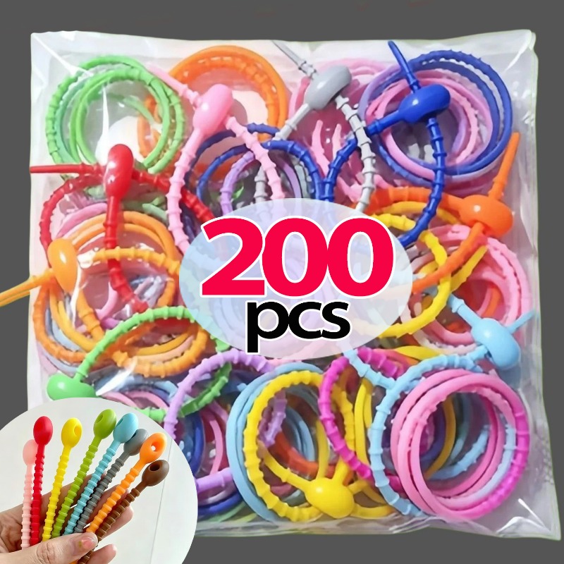 10/200Pcs Silicone Cable Ties  - Cable Winder Keychain 评论和价格